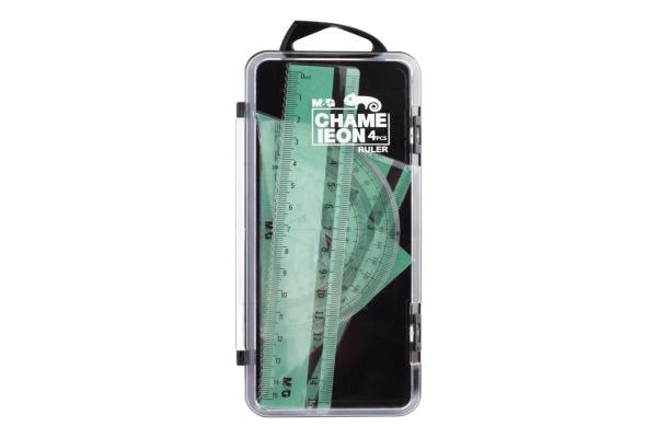 M&G Math Set Ruler 15Cm Chameleon 4pcs In Plastic Box